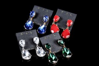 Kenneth Jay Lane Brass Crystal Teardrop Post Drop Earrings New $150
