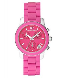 Michael Kors Watch, Womens Chronograph Stainless Steel Pink Silicone
