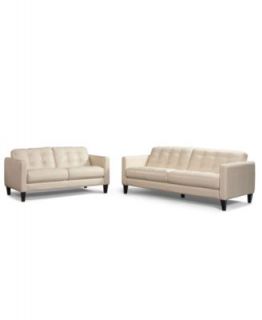 Martino Leather Living Room Furniture, 2 Piece Set (Sofa and Loveseat