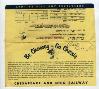 Chesapeake Ohio Railway Ticket Jacket Receipts