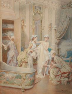 Att. Ludovico Marchetti AMAZING 19th C. Large & Old Antique Watercolor