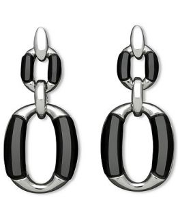 Sterling Silver Earrings, 2 Tier Onyx Oval Earrings (11 1/2 ct. t.w