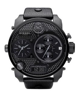 Diesel Watch, Chronograph Black Leather Strap 65x75mm DZ7193   All