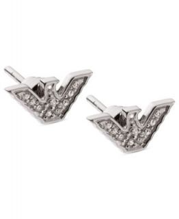 Emporio Armani Earrings, Sterling Silver Cubic Zirconia Eagle Logo