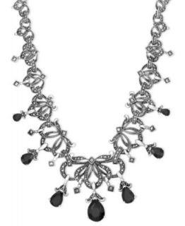 Genevieve & Grace Sterling Silver Necklace, Marcasite and Onyx (11 3/4