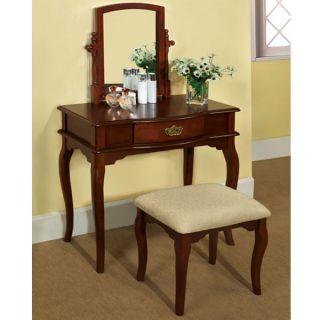 Solid Wood Finish Madera English Style Vanity Table Set