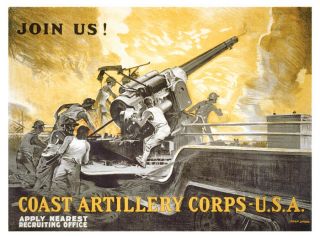 1920 U s Army Coast Artillery Corps Recruiting Poster