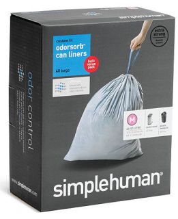 simplehuman Trash Can Liners, Odorsorb M 40 Pack  