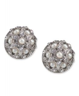 Carolee Earrings, Silver Tone Small Cluster Button Earrings   Fashion