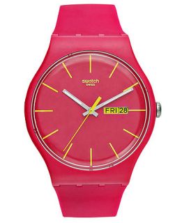 Swatch Watch, Unisex Swiss Rubine Rebel Pink Silicone Strap 41mm