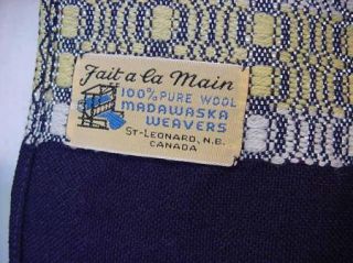Vintage 50s Madawaska French Canada Handwoven Wool Scarf Wrap Shawl