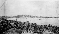 View of Madison. From the Water Cure, South Side of Lake Monona, 1855.