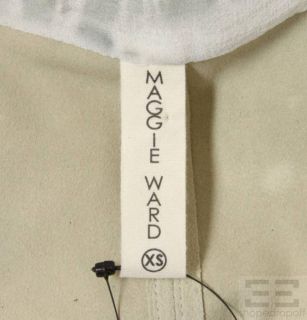 Maggie Ward Tan Leather Grey Tie Dye Silk Open Front Vest Size XS
