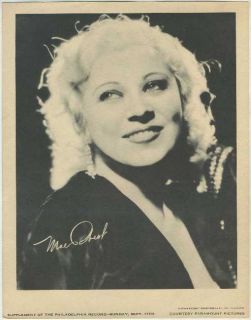 Mae West Vintage 1933 Dated M23 Newspaper Supplement Photo 7 5 x 9 5