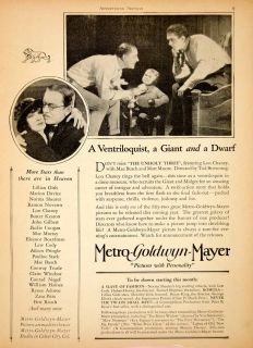 1925 Ad Unholy Three Metro Goldwyn Mayer Film Ventriloquist Giant