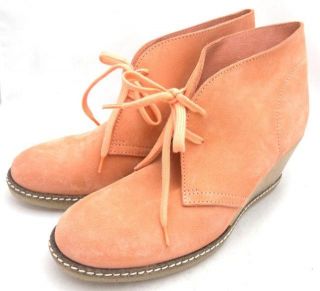 JCrew $198 MacAlister Wedge Boots 7 Melon Orange Shoes