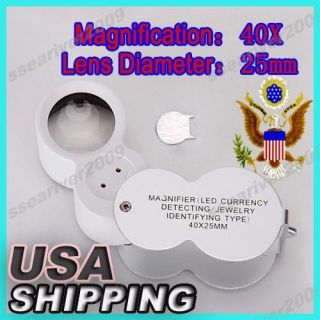 40x25mm Jewelers Magnifier Magnifying Glass Loupe Tool