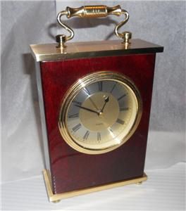 Carriage Clock with Mahogany Marble Brass Base Keeps Great Time