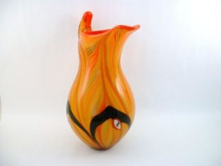 Italian Design Handmade Glass Blown Art Vase Water Pitcher