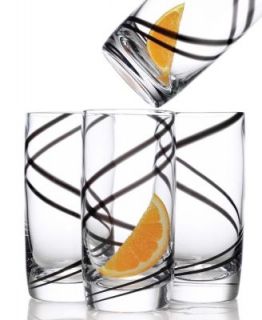 Luigi Bormioli Black Swirl 18 oz Highball Glass, Set of 4