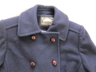 Mackintosh USA Authentic Pea Coat navy blue wood buttons Small 100%