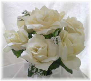 Ivory Cream Wedding Bridal Bouquet Silk Flowers Centerpiece DIY