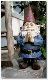 Cute Welcome Home Gnome w Blue Outfit Beard Red Pointed Hat