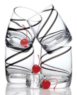 Luigi Bormioli Black Swirl 18 oz Highball Glass, Set of 4   Glassware