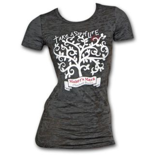 Makers Mark Tree of Life Gray Burnout Juniors Graphic Tshirt