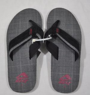 New Reef Magda Mens Leather Flip Flops Sandals Casual Black Plaid