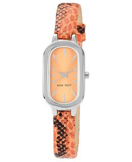 Nine West Watch, Womens Orange Snake Print Leather Strap 32x19mm NW