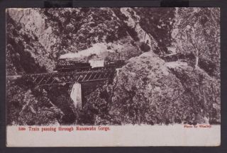 Steam Train Manawatu Gorge N Zealand c1905 1D Postage Stamp Palmerston
