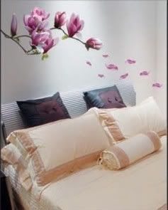 Large Pink Purple Magnolia Flowers Mural Art Decal Wall Stickers Wall