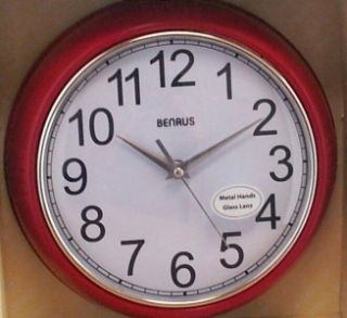 Benrus Retro Vintage Style Wall Clock Red 10 Front Side Views New in
