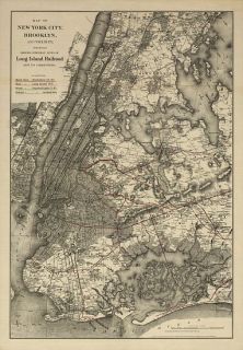 New York City Brooklyn Long Island RR 1885 Map