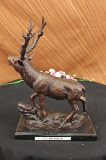 Bronze Marble Statue Elk Stag Buck Trophy Lodge Decor Sculpture Figure