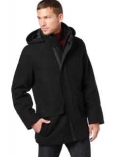 Nautica Coat, Melton Wool Blend Hooded Toggle Coat   Mens Coats