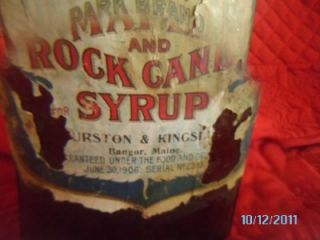 1906 R Co Park Brand Maple Rock Candy Syrup Bottle Bangor Maine
