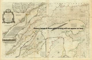 1776 Large British Wall Map St Lawrence River Map