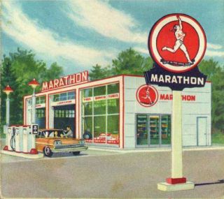 RARE Vintage Marathon Gas Oil Station Porcelain Enamel Sign Letters