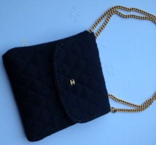 Authentic Chanel Black Satin CC Mini Pouch Case Bag Handbag