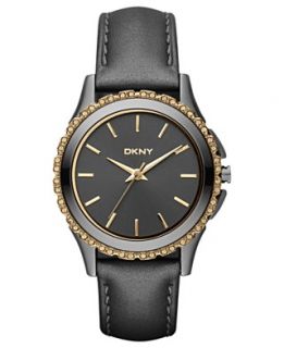 DKNY Watch, Womens Dark Gray Leather Strap 33mm NY8703