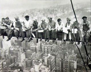 Lunch Break Over Manhattan Rockefeller Workers Poster
