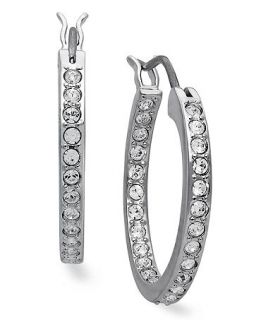 Swarovski Earrings, Rhodium Plated Crystal Hoop Earrings   Fashion