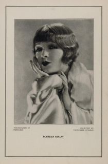 1927 Silent Film Star Marian Nixon Universal Print Original