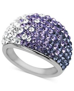 Kaleidoscope Sterling Silver Ring, Purple Crystal Dome Ring with