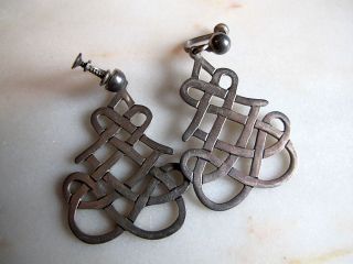 Vintage Taxco Mexico Sterling Silver Mari Earrings