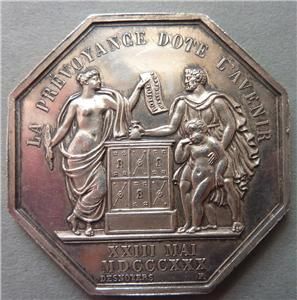 Beautiful Silver French Medal Dated 1830 Octagonal Hallmarked Silver