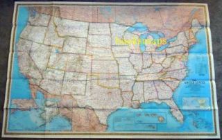 Large Wall Map of The United States 43 x 30 1976 National Geographic