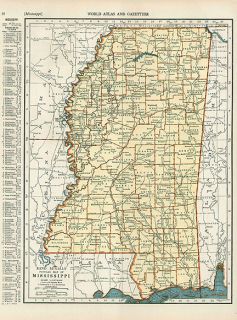 Mississippi Depression Era Vintage Map Authentic 1938